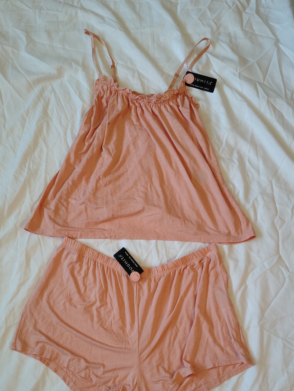 Youmita Peach-Pink Cami Top & Shorts Sleep Set